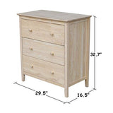 International Concepts Dresser with 3 Drawers, Unfinished IC International Concepts