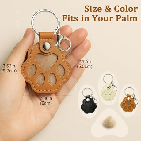 ZooWhale Classic 3 Pcs Dog Fur Storage Keychain,Cute Pet Fur Keepsake Leather Keychain for Collecting Cat and Dog Hair pet Memorial Gifts for Dogs，Black White Brown ZooWhale