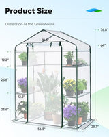 Quictent 56x29x77 in Portable Walk-in Greenhouse Mesh Door 3 Tiers 4 Shelves, Garden Plant Green House for Indoor Outdoor , 8 Stakes 4 Ropes, Clear Quictent
