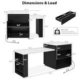 Merax 82.7" Kitchen Island with Extendable Dining Table for 4-6, Rolling Mobile Center Islands with Storage, Charging Station, 2 Drawers 2 Side Open Shelves, Black Merax