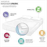 Madison Park Essentials Satin Sheet Set Luxury and Silky with Natural Sheen, Elastic 14" Pocket fits up to 16" Mattress, All Around Elastic - Year-Round Bedding, Full, Ivory, 6 Piece Madison Park