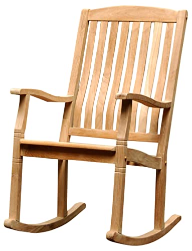 Cambridge Casual Arie Patio Porch Rocking Chair for Outdoor, Single Item/Natural Teak