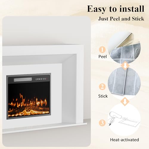 Weyderk 50 inch Electric Fireplace with Mantel, Fireplace TV Stand with 23" Insert Heater for Living Room Bedroom, 12 Flame Colors, Remote Control, Touch Screen, Timer, Weathered Stone Weyderk