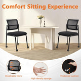 CLATINA 8PK Mesh Stacking Office Desk Chairs with Wheels, Portable Stackable Bulk Waiting Room Armless Chair with Adjustable Back & Fabric Seat for Guest Lobby Side School Church Conference Break CLATINA