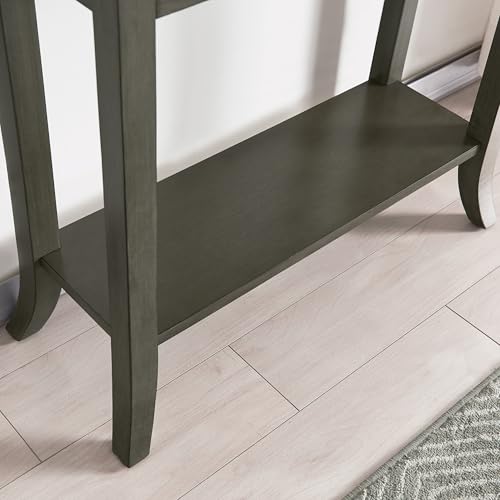Topol Tray Edge Solid Wood Console Table with Drawer and Shelf, Smoke Gray Wash, Perfect for Entryways, Hallways, and Living Rooms – Leick Home, 10127-GR Leick Home