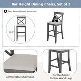 LUMISOL 3 Piece Pub Table and Chair Set, Small Wood Counter Height Table Set, 3 Piece High Top Dining Table Set for Breakfast Nook, Gray LUMISOL