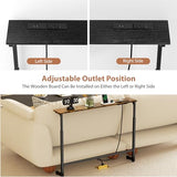 GRLEAF 39" Adjustable Height Narrow Console Table with Power Outlets, Long Sofa Table with Charging Station Behind Couch Table Skinny Entryway Table for Living Room, Hallway and Office – Black GRLEAF