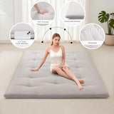 Japanese Floor Mattress, 100% Cotton 2.5" Thicken Foldable Futon Mattress Tatami Mat Sleeping Pad, High Density Foam, Ideal for Comfort and Support, Kids Floor Lounger Pillow Bed Sofa (Light Gray) SCHNAUZER HOME
