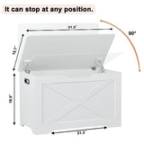 Timberer Storage Chest, Wooden Storage Bench, Entryway Shoes Bench with 2 Safety Hinges, Retro Storage Trunk for Living Room, Bedroom, 15.7 x 31.5 x 18.9 Inches, White Timberer