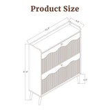 Bifins Shoe Storage Cabinet with 2 Flip Doors, 31.5" Narrow Fluted Design for Space Saving, Freestanding Entryway Shoe Organizer for Hallway & Living Room (Walnut) Bifins