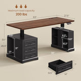 SEDETA Farmhouse Electric Standing Desk, 63" Height Adjustable Computer Desk with 3 Drawers, Storage Shelves, Power Outlets, Wood Home Office Stand up Desk for Work, Study, Writing, Black SEDETA