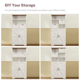 TEENFON Storage Cabinet with Doors & 2 Drawers, Kitchen Cabinet with Adjustable Shelf, Pantry Cabinets, Bathroom Cabinets, for Living Room, Entryway, Home Office, White TEENFON