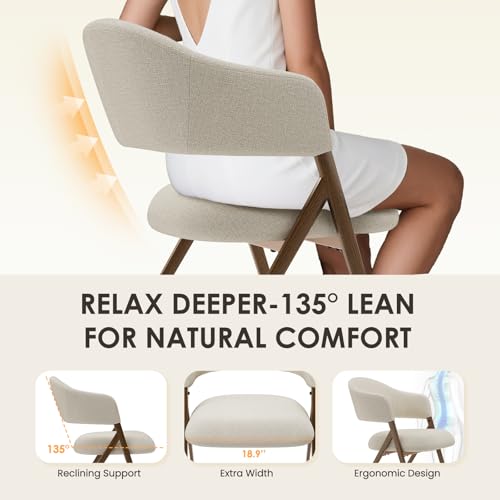 COLAMY Dining Chairs Set of 6, Modern Fabric Upholstered Dining Room Kitchen Side Chairs with Iron Legs, Open Back and Padded Seat for Living Room/Restaurant/Cafe, Beige COLAMY