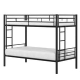 VECELO Bunk Bed Twin Over Twin, Metal Bunkbeds with Ladder and Full-Length Guardrail, No Box Spring Needed, Space Saving, Noise Free, Black VECELO