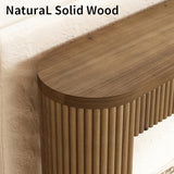 Solid Wood Console Table with Drawer - 55 Inches Mid Century Modern Fluted Foyer Table, Entryway Hallway Minimalist Sofa Table, Oval with Drawer HOKYHOKY