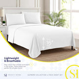 Queen Size Bed Sheets - Breathable Luxury Sheets with Full Elastic & Secure Corner Straps Built In - 1800 Supreme Collection Extra Soft Deep Pocket Bedding Set, Sheet Set, Queen, White Sweet Home Collection