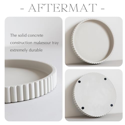 Decorative Tray for Coffee Table, Living Room, Side Table, 11" Gray Round Concrete Home Decor Serving Trays for Accent Table, Console Table Aftermat