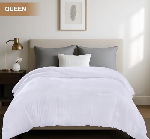 Utopia Bedding Comforters Queen Size, All Season Duvet Insert, Down Alternative Queen Comforter with Corner Tabs, Machine Washable Bed Comforter 88 x 88 Inches (White) Utopia Bedding