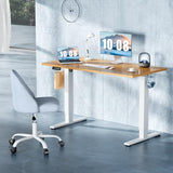 DUMOS 48 Inch Electric Standing Desk Height Adjustable, Sit to Stand Up Computer Workstations Work PC Table Home Office Study Writing Gaming Desks with Memory Presets for Walking Pad, Bedroom, Oak DUMOS