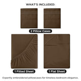 ROYALE LINENS 4 Piece Full Sheets Set - Soft Brushed 1800 Microfiber Bedding - 1 Fitted, 1 Flat Sheet, 2 Pillow Cases - Wrinkle Free & Fade Resistant - Hotel Luxury Bed Sheets (Chocolate Brown, Full) ROYALE LINENS