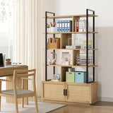 GAOMON 5-Tier Burlywood Industrial Bookshelf with Storage Cabinet and Open Display Shelves GAOMON
