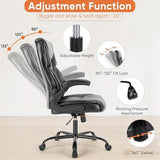 Sweetcrispy Computer Gaming Chair, Ergonomic High Back Heavy Duty Task Desk Office Chairs with Wheels, Flip-up Arms, Adjustable Height, PU Leather,Inky Sweetcrispy