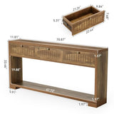 LITTLE TREE 70-Inch Console Table with 3 Drawers, Farmhouse Narrow Long Entryway Table for Behind Couch, Hallway, Sofa, Entry, Entrance, Living Room, Foyer with 2-Tier Open Shelves, Rustic Brown LITTLE TREE