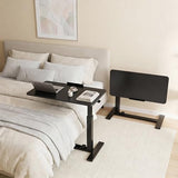 OLIXIS Mobile Standing Desk, Height-Adjustable Computer Cart with Pneumatic Lift, Portable Computer Workstation Cart for Bed, Couch, Office, Sofa, Black OLIXIS