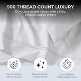 Mayil Manor 100% Natural Cotton Sheets Queen Size Bed Set | 500 TC Single-Ply Sateen Weave | Soft, Breathable, Hypoallergenic Solid 4-Piece Bedding with Deep Pocket Fitted, Flat, Pillowcase | White Mayil Manor