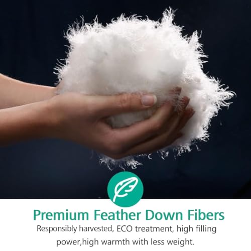 APSMILE Lightweight Down Feather Fibers Comforter Oversized King, Cooling Duvet Insert for Warm Weather -100% Organic Cotton, High Fill Power Down Fibers Quilt Thin Summer Duvet (Ivory White, 120x98) APSMILE