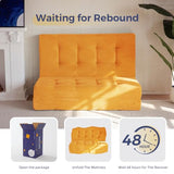 MAXYOYO Tri-Fold Mattress, 6 Inch Tufted Folding Futon Bed, Foldable Floor Couch Guest Bed Futon Portable Camping Sleeping Mat with Corded Fabric, Orange MAXYOYO