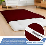 Cottington Lane Traditional Japanese Shikibuton Futon Cover, King Size Premium Cotton Zippered Floor Mattress Slipcover, Soft Durable, Ideal for Dorm Rooms, Guest Rooms, Burgundy Cottington Lane