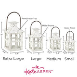 Kate Aspen Rustic Farmhouse Decor White Candle Holder Lantern Decorative (5 Inch), Wedding Decoration, Centerpiece Table Decorations, Home Decor, Shelf Decor, Fireplace Lantern Kate Aspen