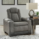 Signature Design by Ashley Next-Gen DuraPella Modern Faux Leather Power Recliner with Adjustable Headrest, Gray Signature Design by Ashley