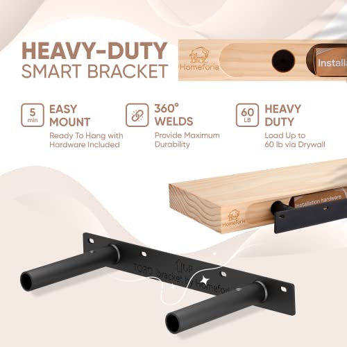 Homeforia Rustic Farmhouse Floating Shelves, Bathroom Wooden Shelves for Wall Mounted, Thick Industrial Kitchen Wood Shelf - 16 x 6.5 x 1.75 inch - Set of 2 - Unfinished - No Stain - DIY Homeforia