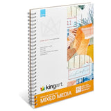 KINGART Mixed Media Paper Pad, 11×14″, 60 Perforated Sheets, 98 lb/160 GSM Heavyweight, Acid-Free, Spiral-Bound with Chipboard Backing, Ideal for Wet & Dry Media KINGART