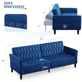Lesofair 77” Velvet Sofa Bed with Adjustable Armrests and Backrests,Tufted Convertible Futon Couch with Nailhead Trim, Loveseat Modern Velvet Sleeper Sofa for Living Room,Bedroom,Office,Blue Lesofair