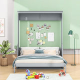 FAVSH Queen Size Murphy Bed with Shelf, Modern Solid Pine Wood Wall Bed, Space-Saving Hidden Bed,Fold-The-Way Bed for Bedroom,No Box Spring Needed,Grey FAVSH