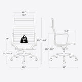 OTDMEL Ribbed Office Chair with Top Grain Leather - High Back Ergonomic Desk Chair with Aluminum Arm Rest and 5-Star Base, Swivel Chairs Light Brown OTDMEL
