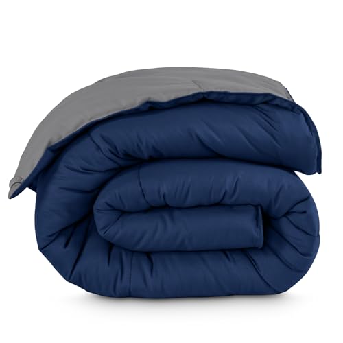 Bare Home Comforter - Twin/Twin Extra Long - Reversible Colors - Goose Down Alternative - Ultra-Soft - Premium 1800 Series - All Season Warmth - Bedding Comforter (Twin/Twin XL, Dark Blue/Grey) Bare Home