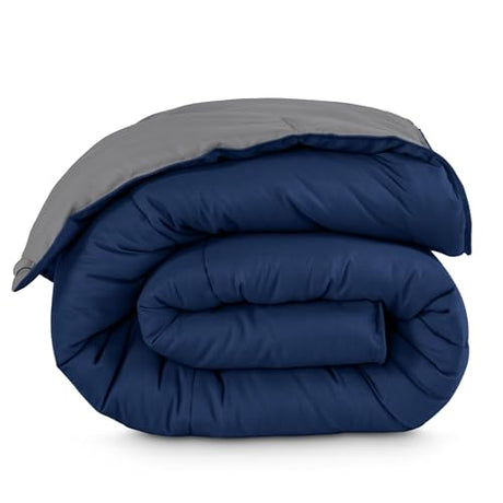 Bare Home Comforter - Twin/Twin Extra Long - Reversible Colors - Goose Down Alternative - Ultra-Soft - Premium 1800 Series - All Season Warmth - Bedding Comforter (Twin/Twin XL, Dark Blue/Grey) Bare Home
