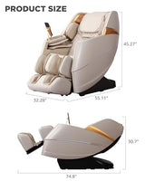 CareTech Oversize 4D Massage Chair Full Body Zero Gravity Massage Recliner Chair SL Track Motorized Extension Calf Kneading Massage Yoga Stretch Back Heating 20 Modes Space Saving AI Control Ivory CareTech