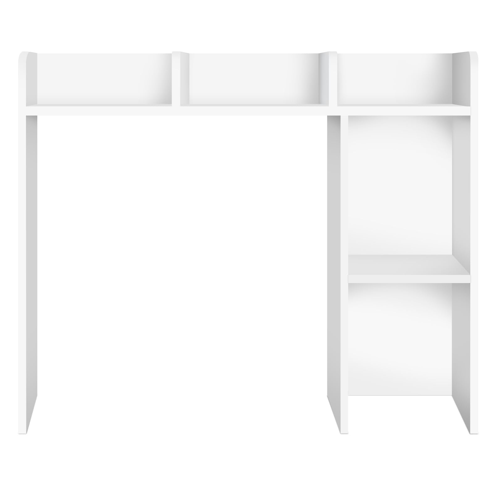 Sturdy White Wooden 3-Tier Desk Bookshelf with 5 Cubbies - YYDBIAP College Dorm Hutch - WoodArtSupply