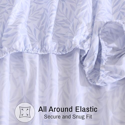ZOYER 100% Cotton Sheets – Full Size Percale Bedding, Cooling & Breathable, Durable with a Crisp, Soft & Comfortable Feel, 16" Deep Pocket, 4-Piece Set, Blue Autumn ZOYER