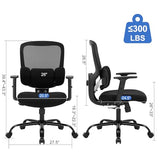 Ergonomic Office Chair, Ergonomic Desk Chair with Adjustable Height, Lumbar Support, High Back Mesh Support with Adjustable Armrests, Task Chairs for Home Office Computer-350LBS ZLHECTO