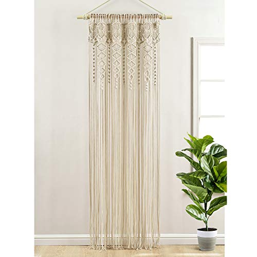 Lush Decor Boho Macrame Textured Cotton Window Curtain Panel Single 40" W x 95" L Neutral - Macrame Curtains for Windows, Room Divider, Boho Wall Decor Lush Decor
