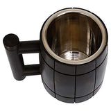 GoCraft Handmade Wooden Beer Mug with 18oz Stainless Steel Cup | Great Beer Gift Ideas Wooden Beer Tankard for Men | Vintage Bar accessories - Barrel Brown Retro Design GoCraft