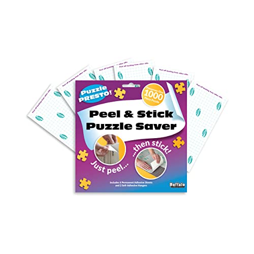 Puzzle Presto Peel & Stick Puzzle Saver: The Original and Still the Best Way to Preserve Your Finished Puzzle! - 6 Adhesive Sheets and 2 Adhesive Hangers Buffalo Games