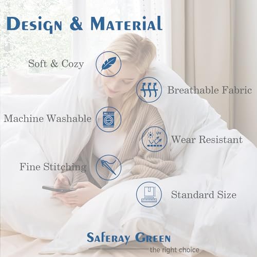 Saferay Green Super King 3 Piece Duvet Cover Set 100% Cotton Breathable All Season Super Soft Bedding 98x108 Inches with Zipper Closure & Corner Ties (Super King, White) Saferay Green