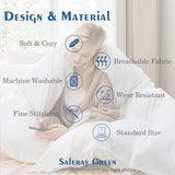 Saferay Green Super King 3 Piece Duvet Cover Set 100% Cotton Breathable All Season Super Soft Bedding 98x108 Inches with Zipper Closure & Corner Ties (Super King, White) Saferay Green